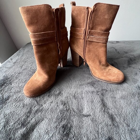 Lucky Brand Latonya Size Zip Ankle Bootie in Brown Suede Size 10M - Picture 4 of 7